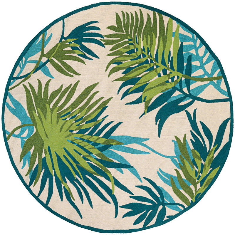 Jacelynn Performance Floral Indoor / Outdoor Rug, Round 7'10"