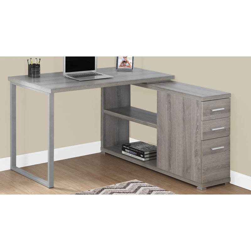 Bureau d'ordinateur d'angle en forme de L en métal, pour le travail, un bureau personnel ou un ordinateur portable Leicester