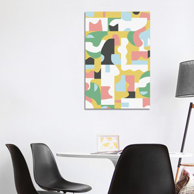 Organic Matisse Blocks Pink Mustard - Wrapped Canvas Art Prints 1 Piece Wrapped Canvas Wall Art