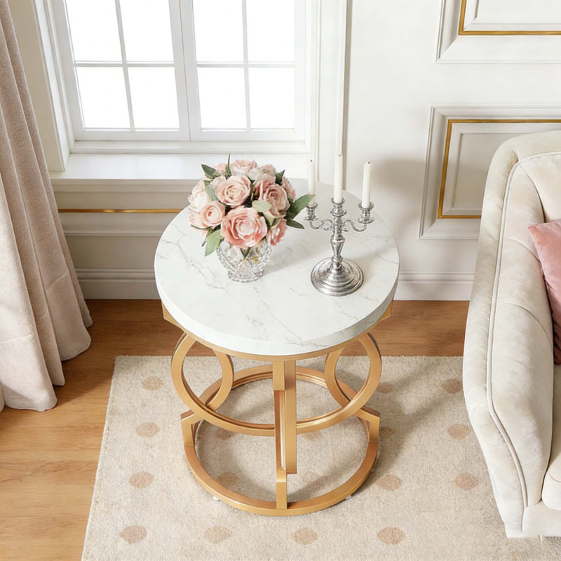 Table de chevet moderne avec plateau en faux marbre