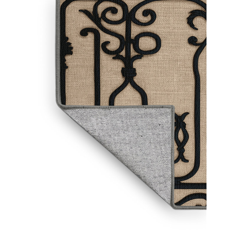 Washable Wrought Iron Farm Area Rug, Rectangle 3' x 5'