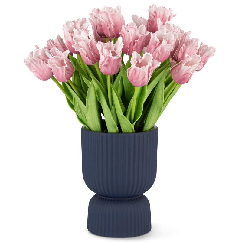 Marigold Realtouch Tulip Pedestal Arrangement, Purple