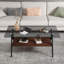 Table basse et tables de bout, table en verre trempé avec tablette en bois pour le salon-704703852-704703855