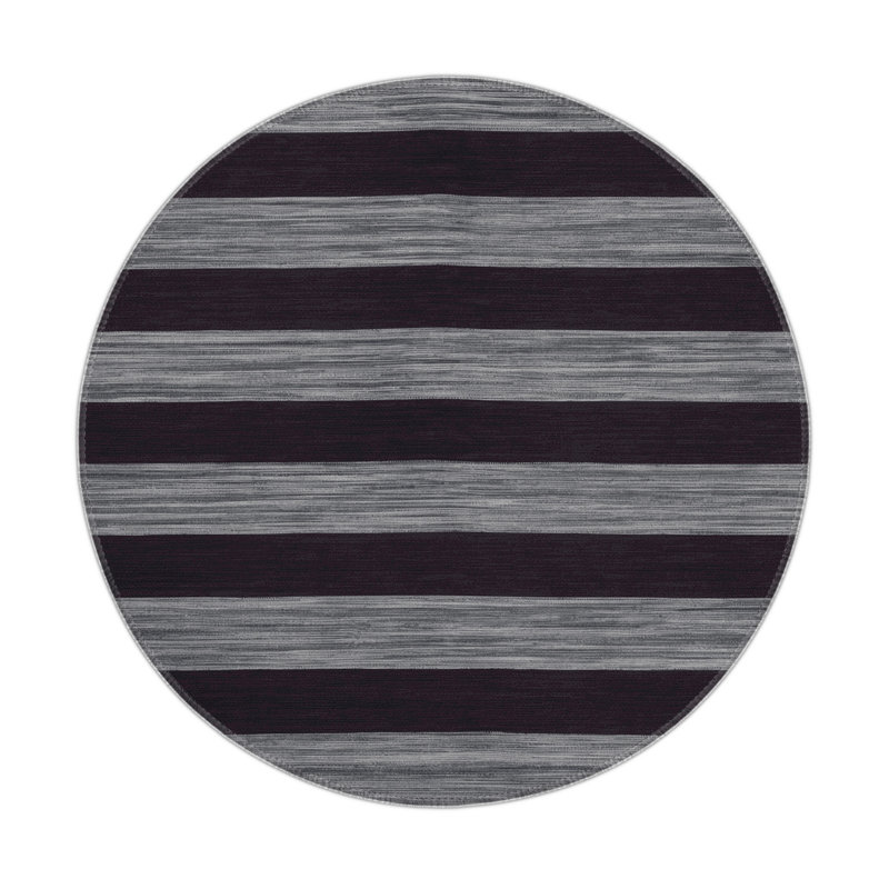 Tapis intérieur / extérieur mauve HorizontalStripes, Rond 5 pi