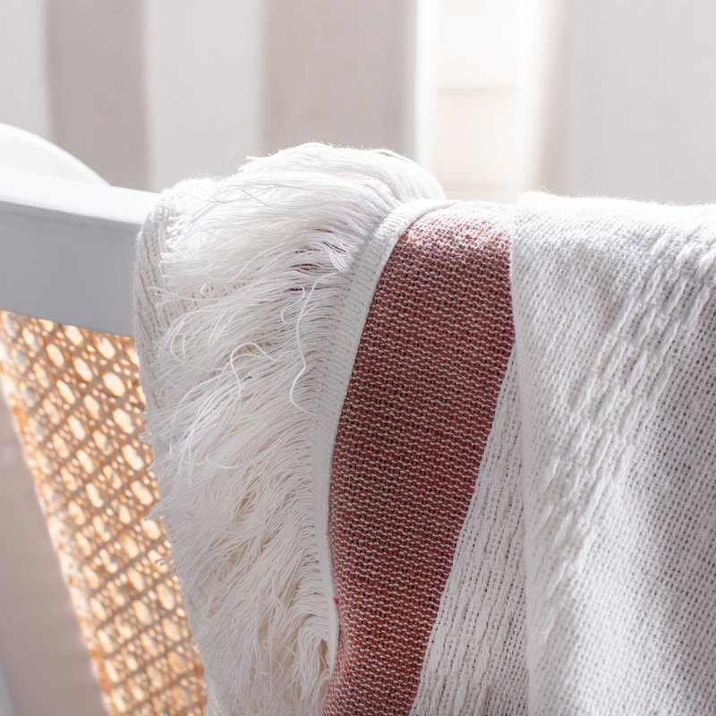Nila Mauve and Beige Cotton Throw Blanket