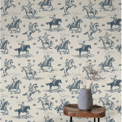 Western Cowboy Peel and Stick Wallpaper | Rustic Rodeo Wall Mural