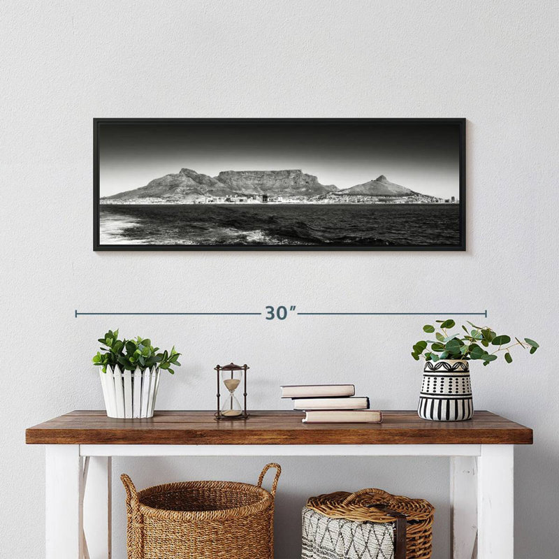 Table Table - Cape Town - noir et blanc, Cadre flottant noir, 28 po x 10 po