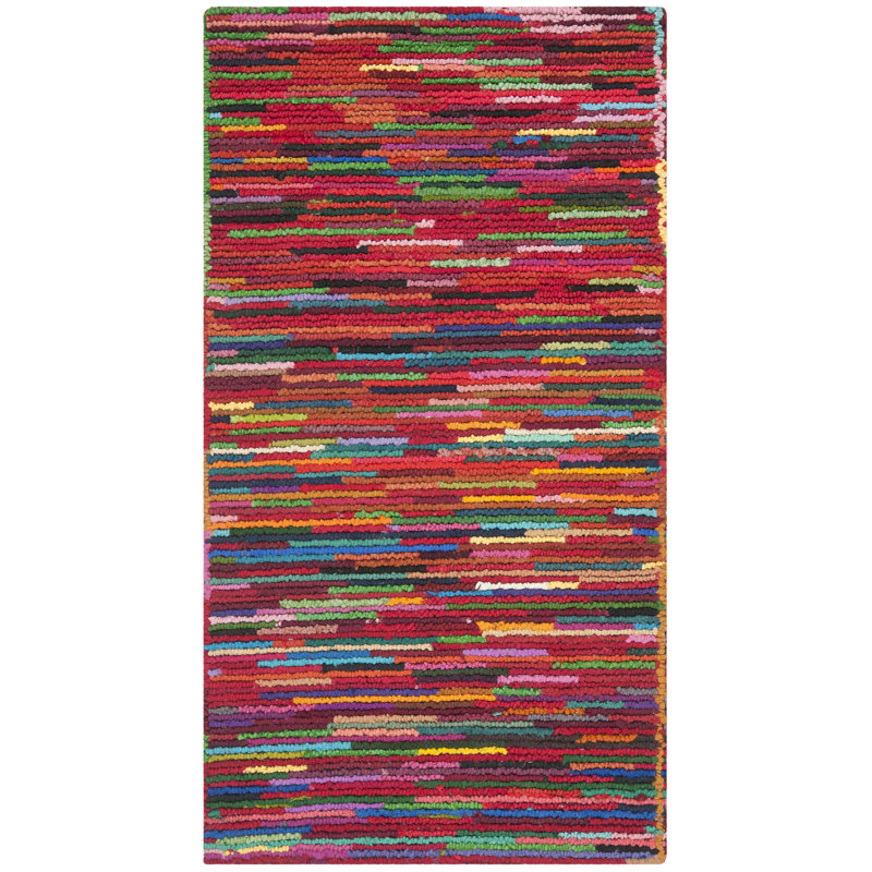 Tapis rayé en coton touffeté à la main Anaheim, Rectangle 2 pi x 3 pi