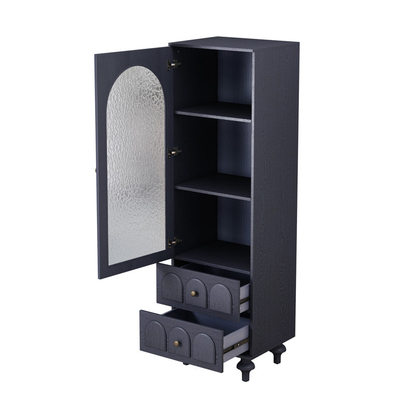 Vitrine de rangement 62,99 "avec porte en verre trempé, Bleu très foncé