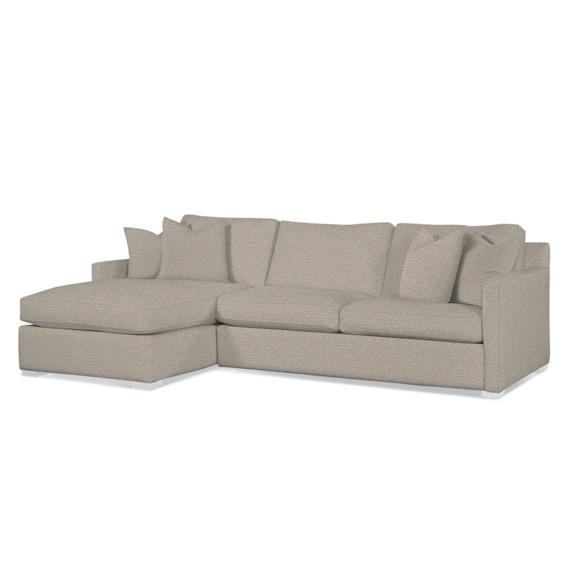 Bel-Air Upholstered Chaise Sectional, Frost White, Left Hand Facing, Beige Performance Fabric; 0851-73