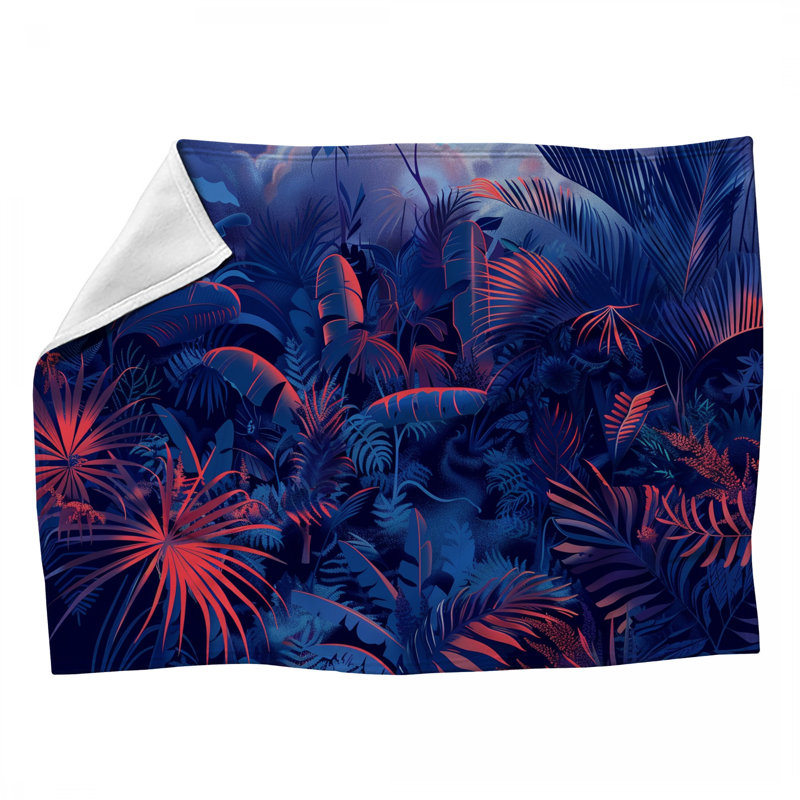 Jungle Twilight Nature Machine Printed Throw Blanket, 60" W x 80" L