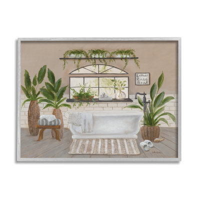 «Lather Rinse Soak Bathroom Greenery» par Pam Britton - cadre flottant, impression sur bois