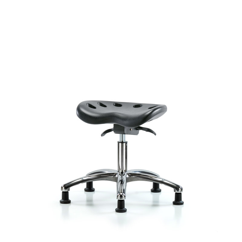 Tabouret de laboratoire à hauteur ajustable Tractor, Noir, Patins fixes, Chrome