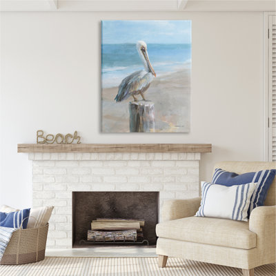 Pelican Perched on Coast Canvas Wall Art by Danhui Nai