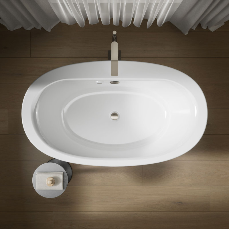 Sunstruck® 60.5-in x 34-in Freestanding Heated Bubble Massage Air Bath with Fluted Shroud, White