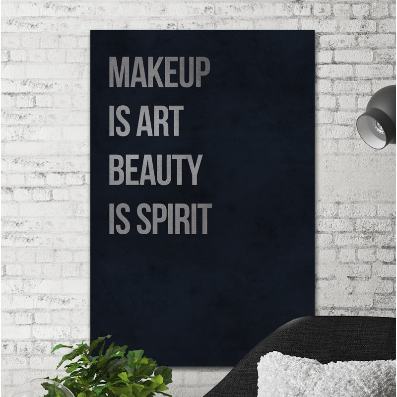 Makeup is Art Beauty is Spirit 1 Piece Wrapped Canvas Wall Art, 152cm H x 101cm W