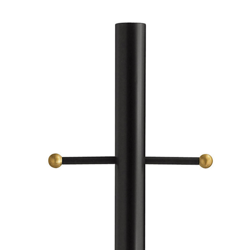7ft Direct Burial Post with Ladder Rest, Photo Cell & Ground Outlet - Textured Black