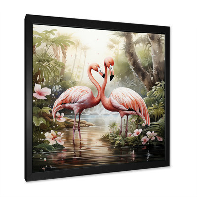 «Tropical Love», art mural flamants roses