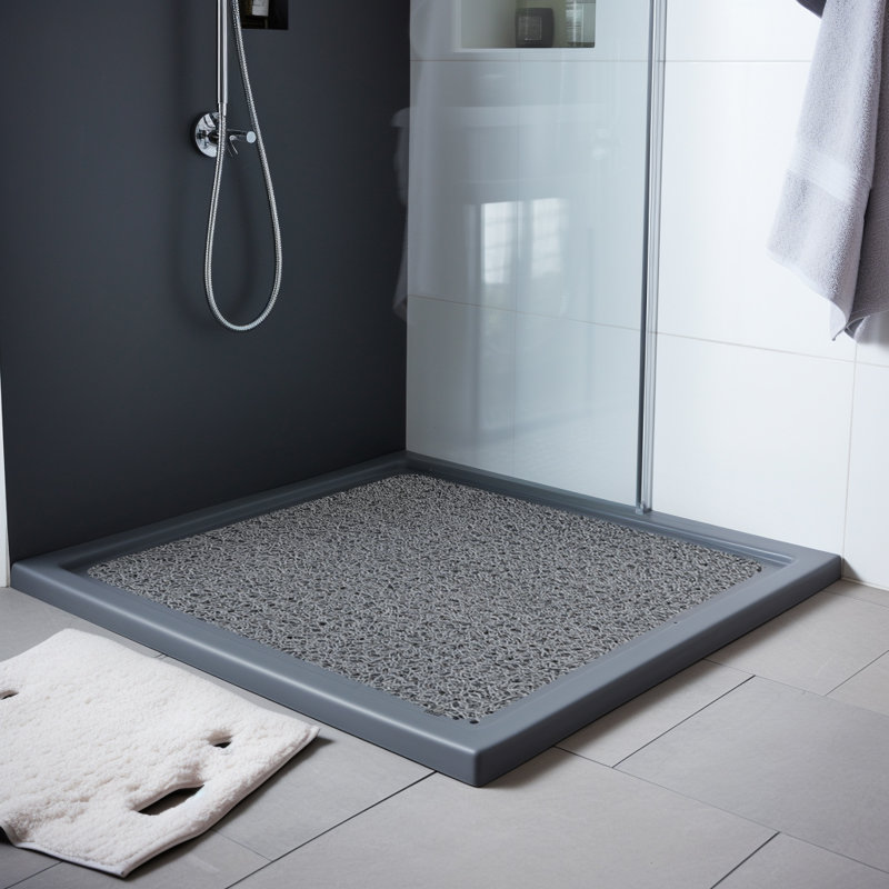 Plain-Spaghetti Plastic / Acrylic Non-Slip Shower Mat, 53cm, 53cm