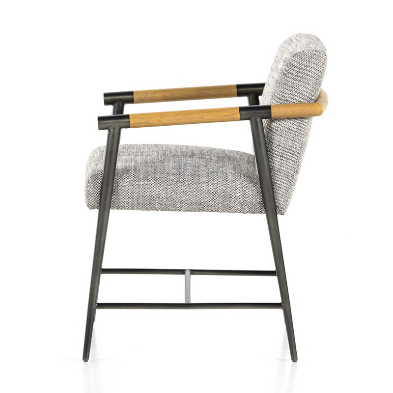 Rowen Upholstered Dining Chair, Sonoma Black Genuine Leather/Carbon Black, Thames Raven/Black