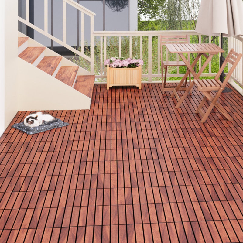 Carreaux de terrasse entrelacés à motif rayé, Naturel
