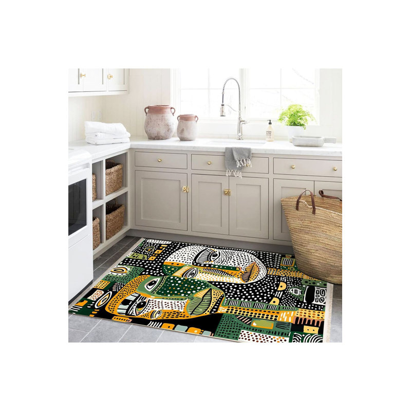 Tapis jaune lavable à la machine Paris, Tapis de couloir 2 pi 6 po x 6 pi 7 po inclus