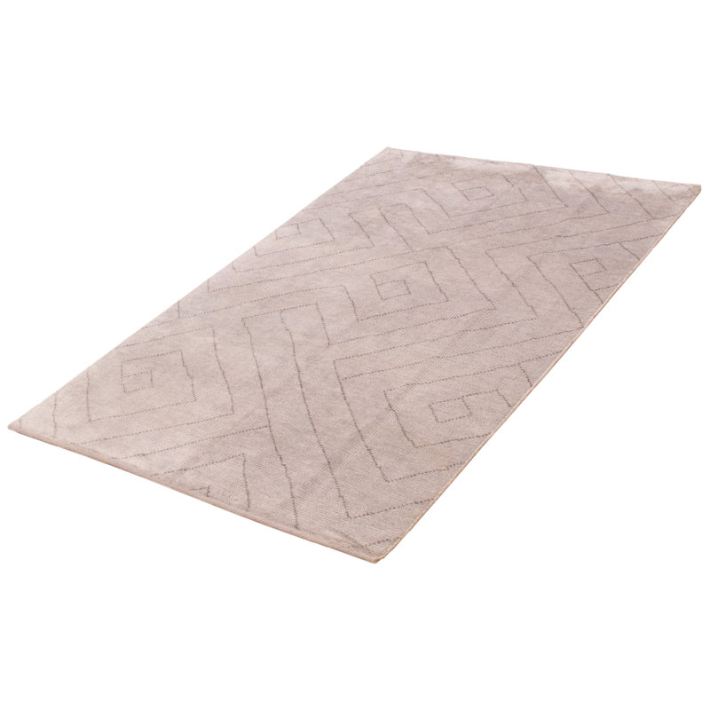 Tapis unique en laine gris clair nouvel âge 5 pi 1 po x 8 pi Grogan