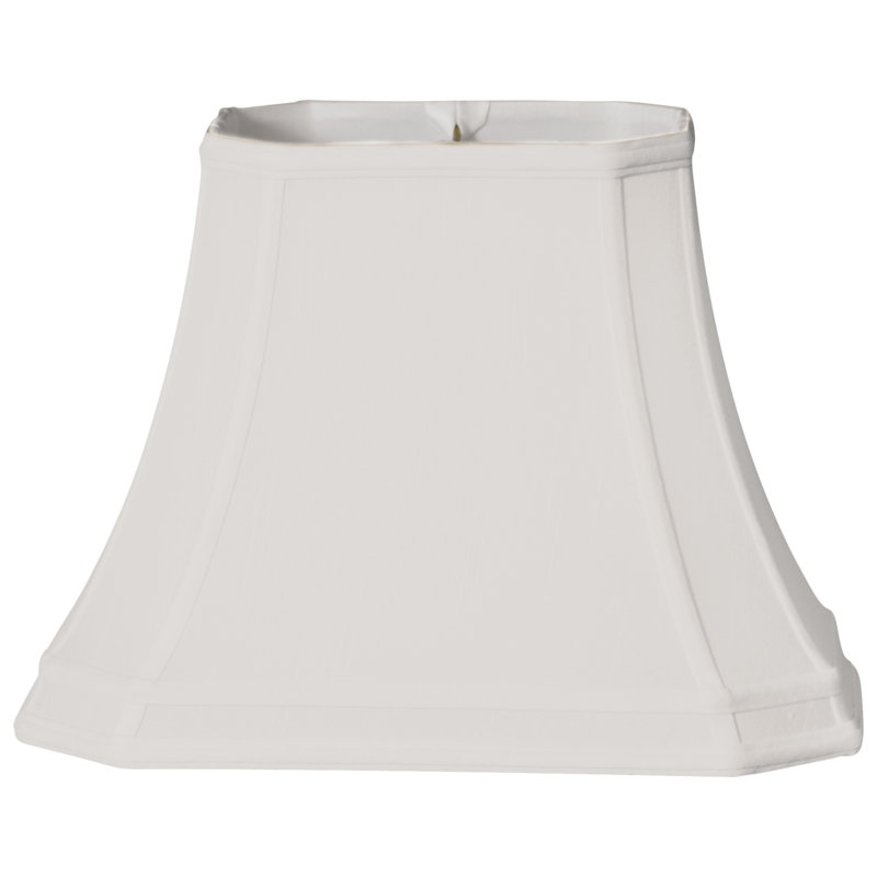 Abat-jour cloche en soie / shantung (araignée), H 11 po x l 16 po x P 10 po, Noir / Blanc cassé