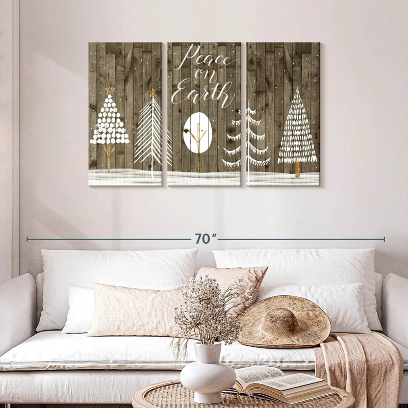Lelend Wooded White Christmas Collection A, H 28 po x l 45 po