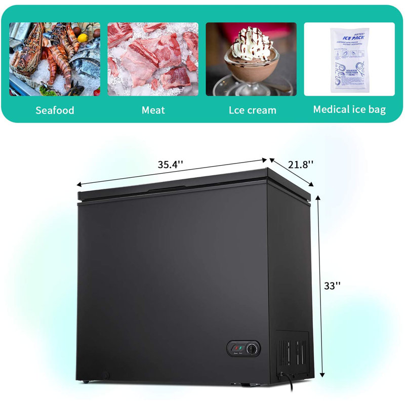 7 Cubic Feet Chest Freezer with Adjustable Temperature Controls, Black