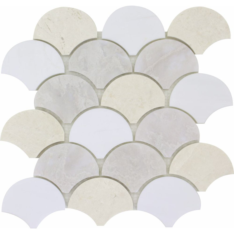 MOSAIQUE EN ÉVALEUR POLI, Gris / Blanc