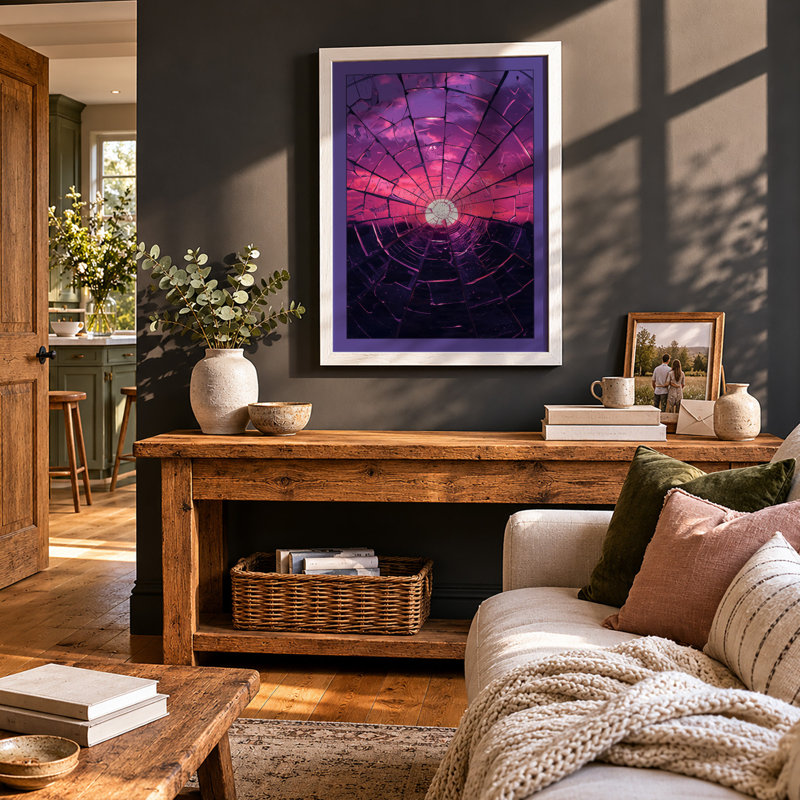 Tunnel to Light Modern - Framed Print, A4 - 29.7 x 21.0 cm, Walnut