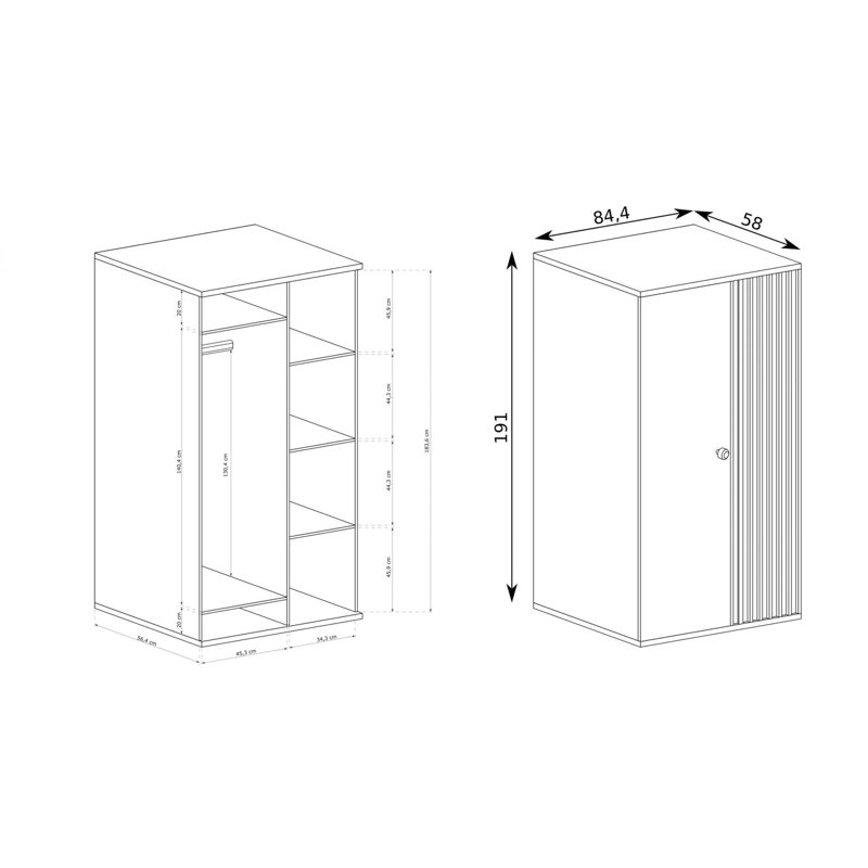 Neith 2 Door Manufactured Wood Wardrobe