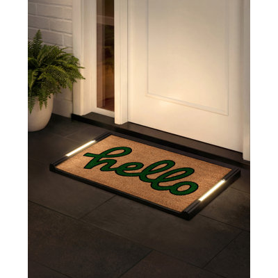 Éclairage à DEL Baytown, tapis de porte d'entrée - tapis de bienvenue à pression activé, toutes saisons, paillasson d'extérieur en fibre de coco 18 x 30, sans fil 3AA, arrêt automatique, 32,5 x 18,5 po