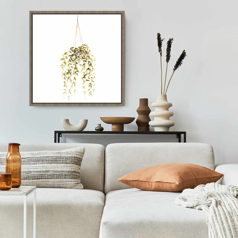 «Hanging Plant», art mural minimaliste vert