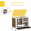 Lapin en bois brun avec roulettes, bureau et table d'appoint, cage imperméable pour petits lapins, qualité compacte, design