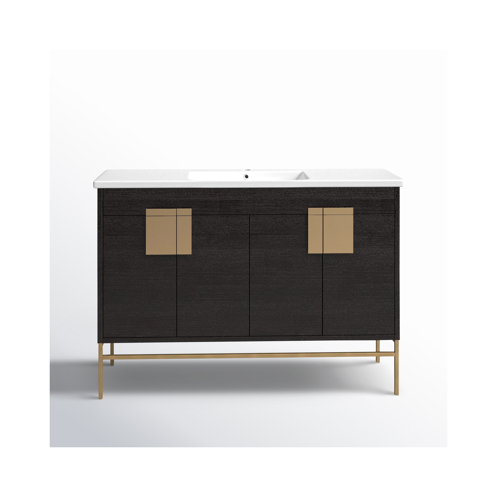 Maisie 48'' Single Bathroom Vanity, Black, Satin Brass