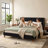 Melaya Wingback Upholstered Platform Bed Frame-628684016-653332743