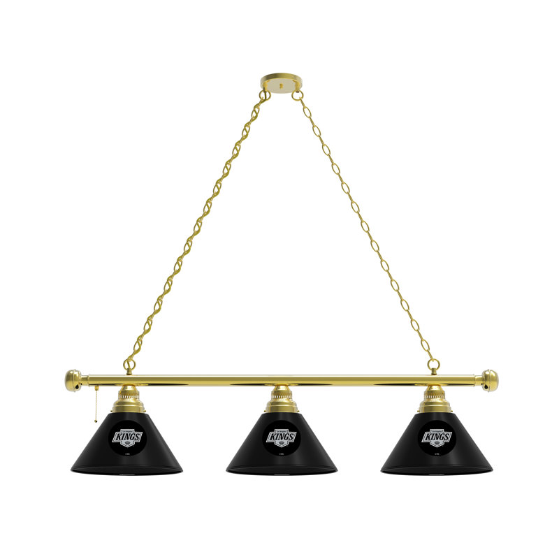 3 - Light Pool Table Lights Pendant, Brass, Los Angeles Kings