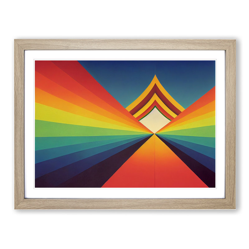 Abstract Rainbow Art Vol.1 - Single Picture Frame Print, 46cm H x 64cm W x 2cm D, Oak