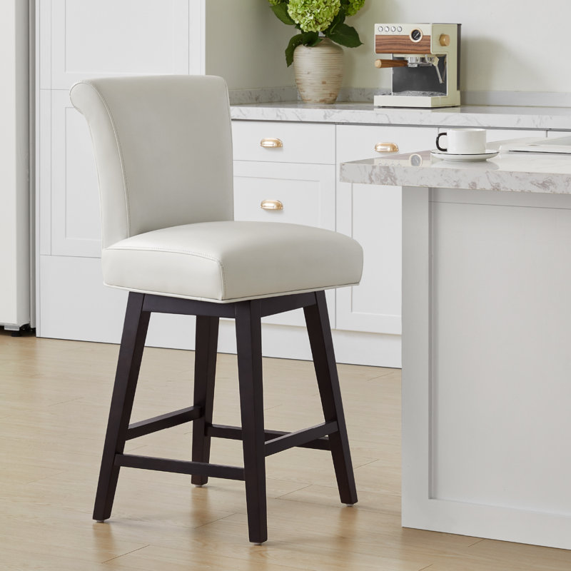Alanys Swivel Upholstered Counter Stool, Creamy Gray