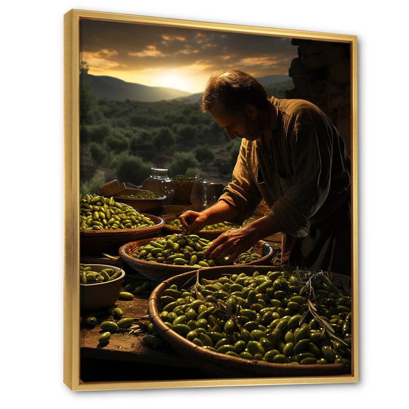 Espagne Espagne Olive Harvest II - impression, H 32 po x l 24 po x P 1 po, Cadre flottant doré