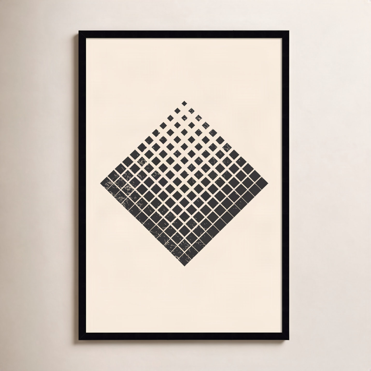 Minimal Halftone Shapes No. 3 Print, 33" H x 23" W x 1" D, Black