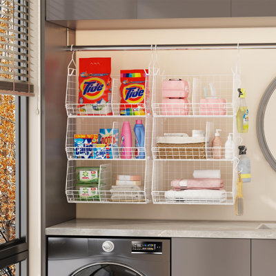 Très grandes tablettes suspendues à 5 niveaux avec séparateur, 2 paires de crochets, L 16,5 po x l 11,8 po x H 51,4 po, organisateurs et rangement pour garde-robe