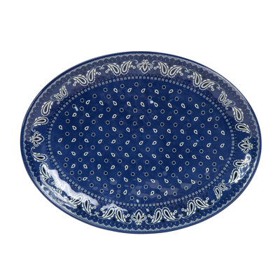 Plateau de service 1 pièce Patchwork Bandana Indigo Melamine Paisley Teardrop Western