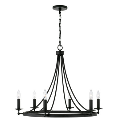 6 - Light Dimmable Wagon Wheel Chandelier