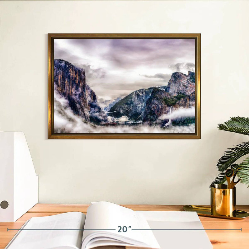 Canyons du parc national Yosemite, Cadre flottant doré, 13 po x 9 po