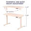 Bureau debout électrique entier, bureau à hauteur réglable de 48 po x 24 po, bureau assis-debout