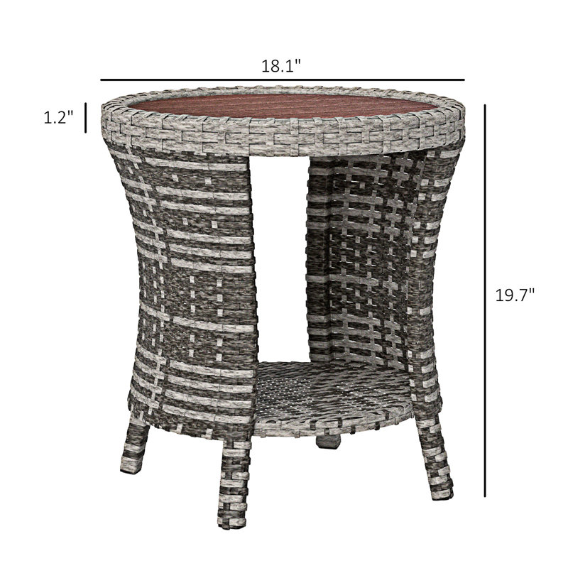 Table d'appoint en osier pour l'extérieur, Brun / Gris