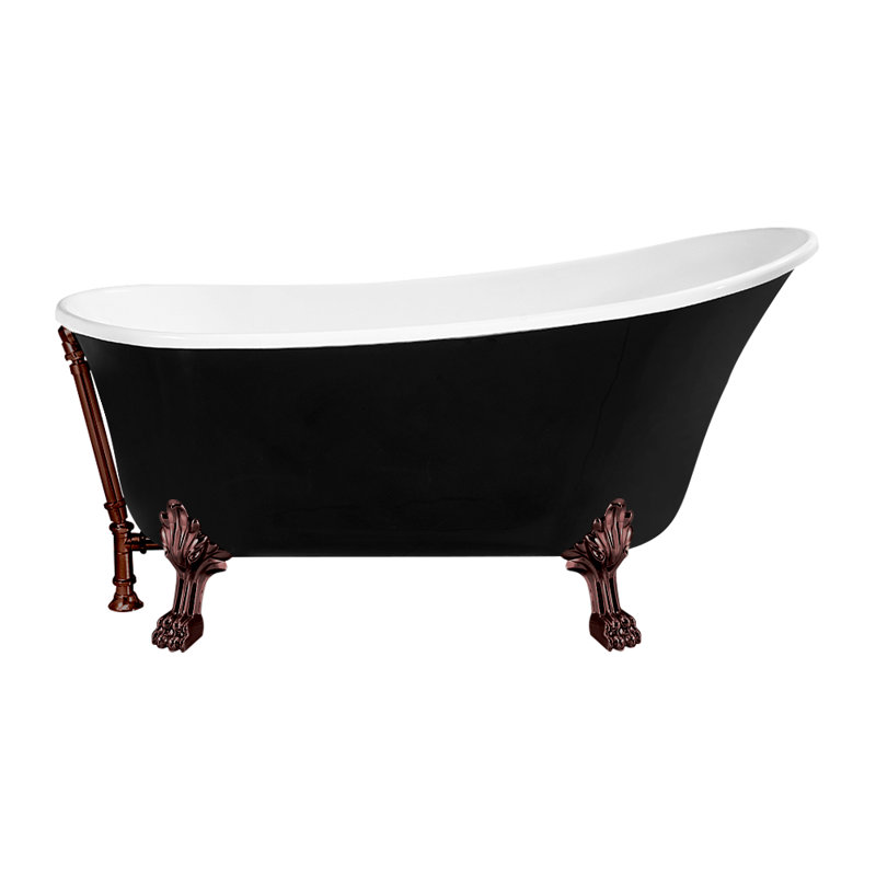 67" Streamline Clawfoot Soaking Acrylic Bathtub, Matte Oil Rubbed Bronze, Matte Oil Rubbed Bronze